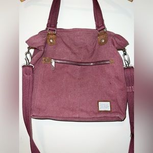 Vintage Travelon Canvas Messenger Bag Maroon Burgundy Y2K 90s Retro